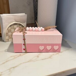 Rae Dunn Pink 'Hugs & Kisses' Decorative Block